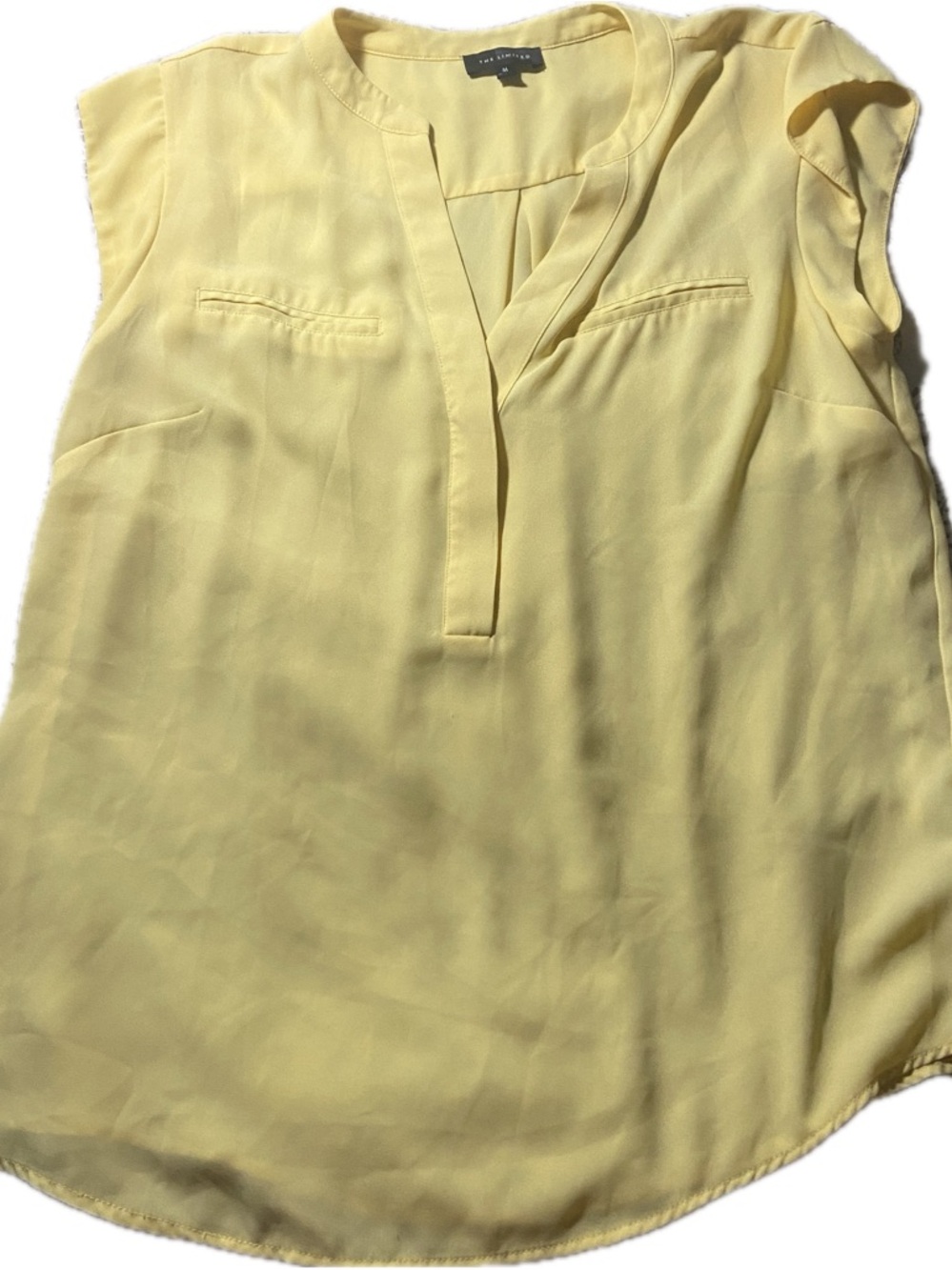 The Limited Pale Yellow Cap-Sleeve V-Neck Blouse